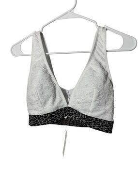 Cupshe White Lace Bralette with Black Leopard-Print Band